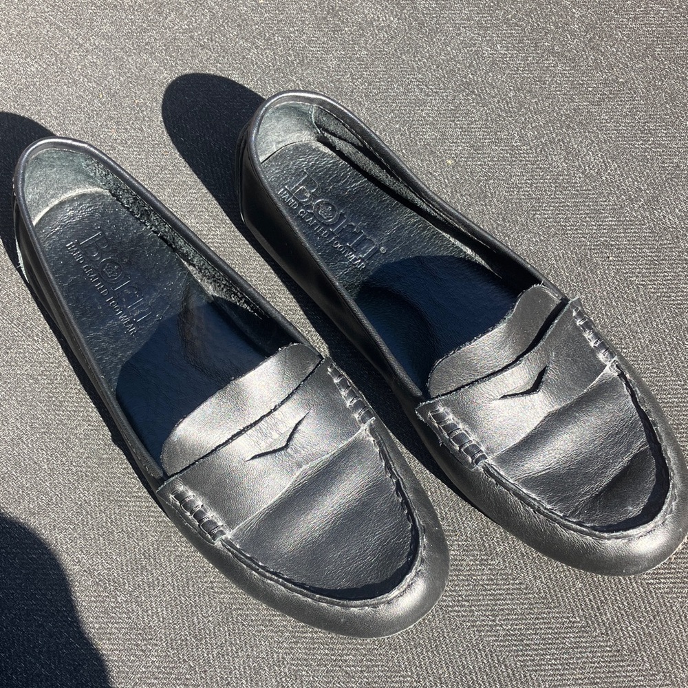 Born Black Leather Driving Loafers